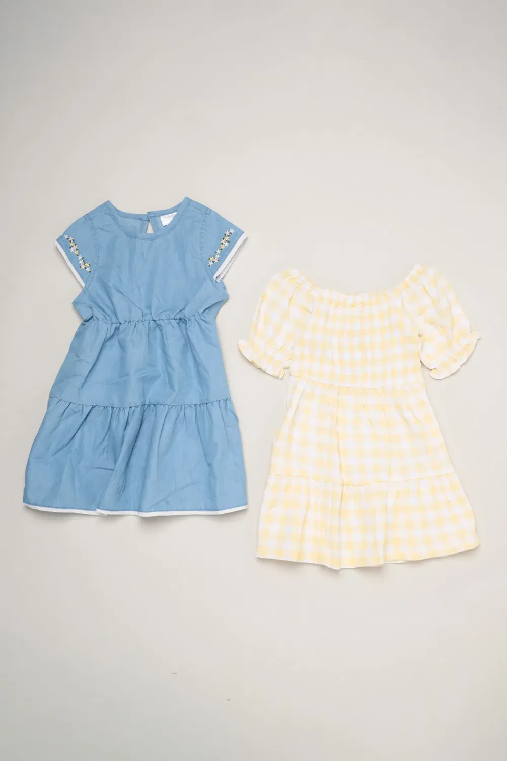 Комплект из 2 платьев в клетку и шамбре Miss, Yellow