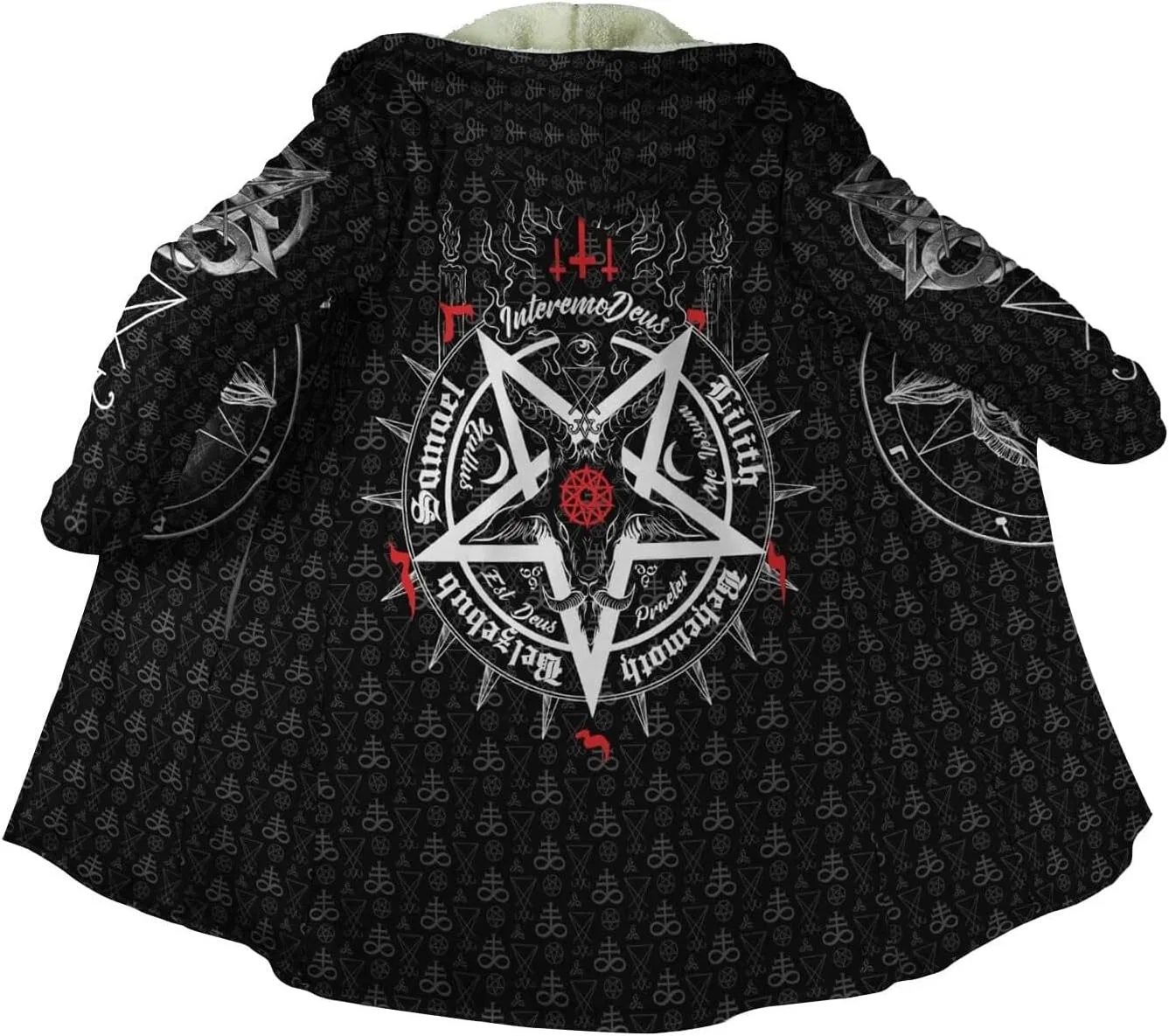 Мужское пальто-парка с принтом Satan Goat Tattoo, Five Pointed Star