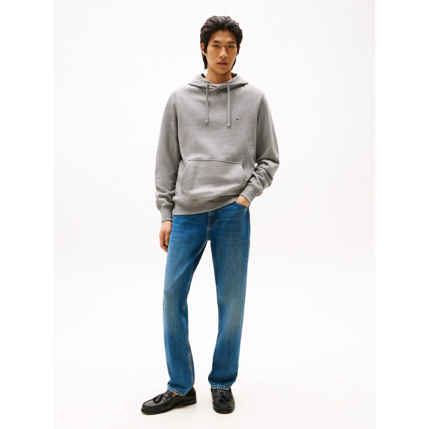 Мужской худи на кулиске с вышивкой Tommy Hilfiger, Medium Grey Heather — фото 2