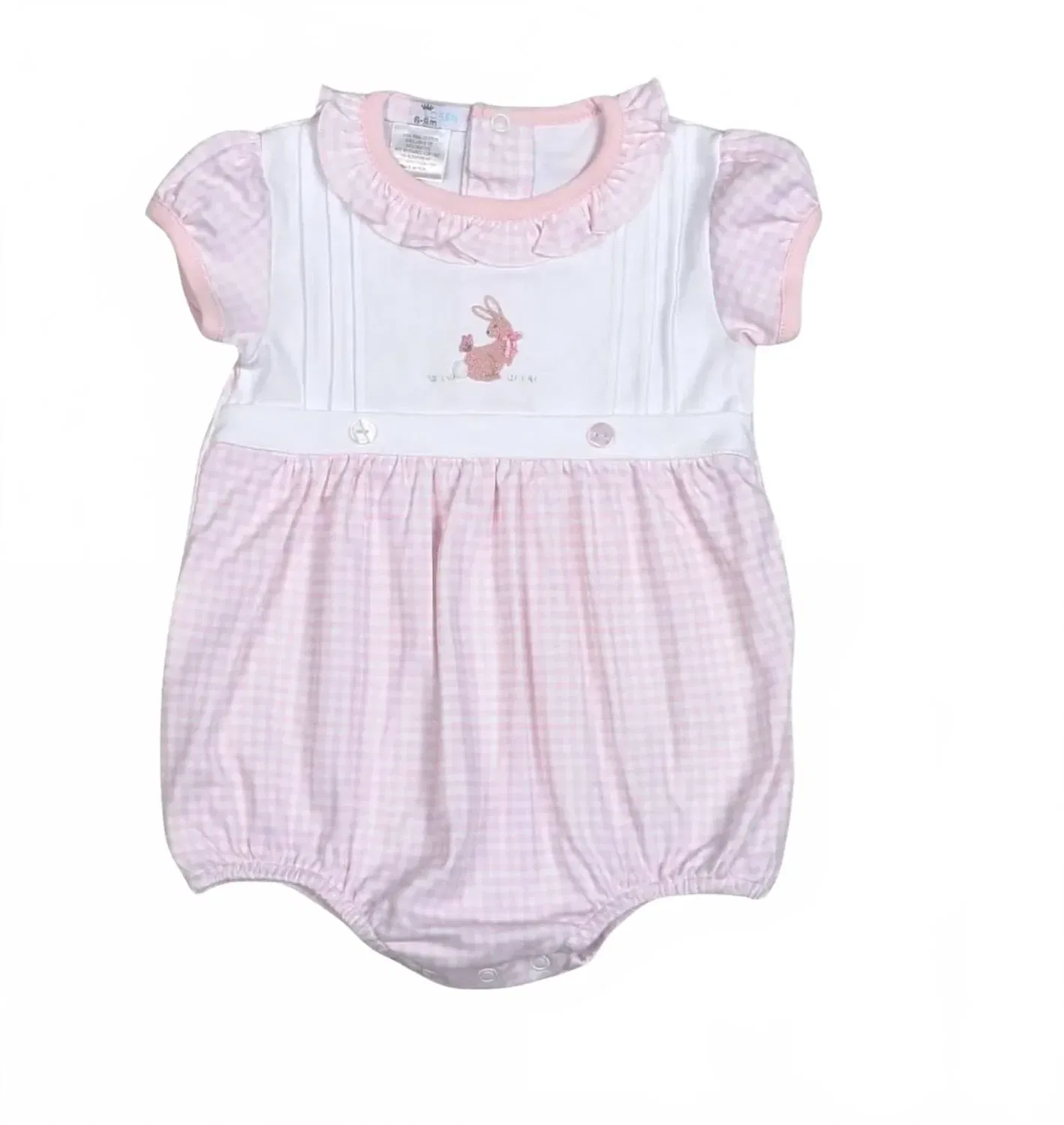 Детский боди-комбинезон для девочек с принтом в клетку Easter Bubble Romper BABY LOREN, розовый