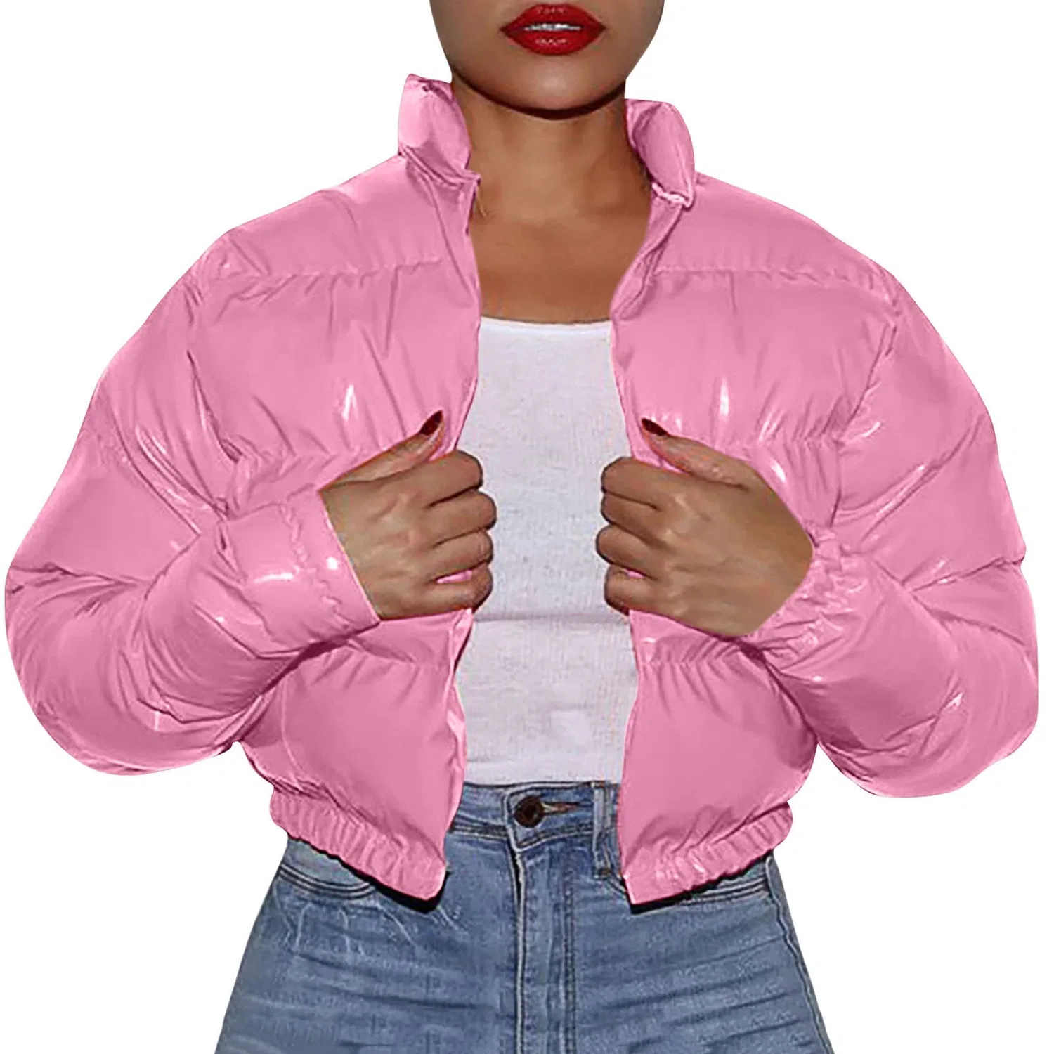 Женское хлопковое пальто с металлическим блеском, Rosa