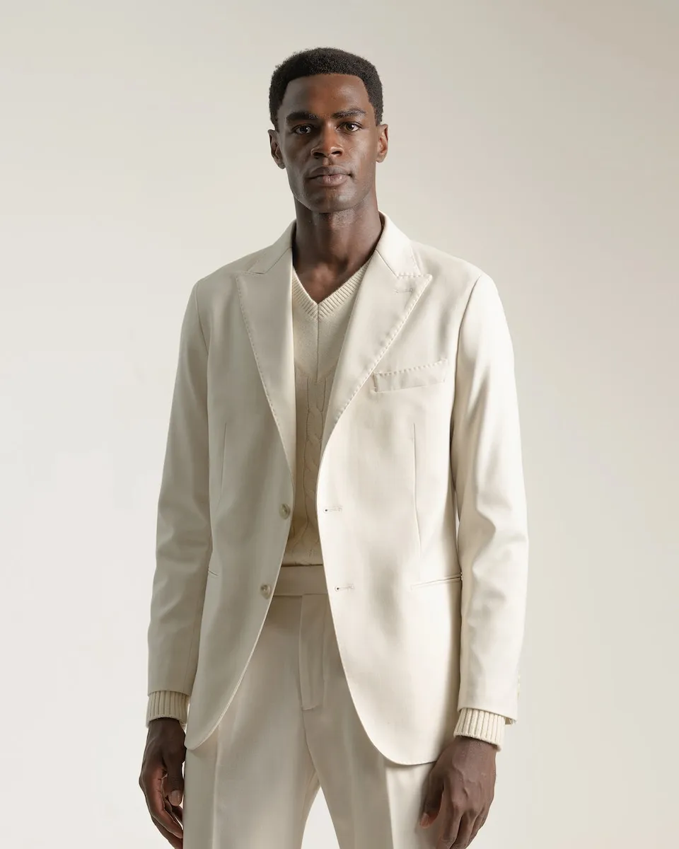 

Мужской пиджак приталенного кроя цвета слоновой кости PuroEgo