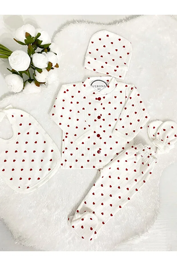 Детский комплект для выписки из роддома хлопковый Boxed Hearted Verona Tarz, White — фото 3