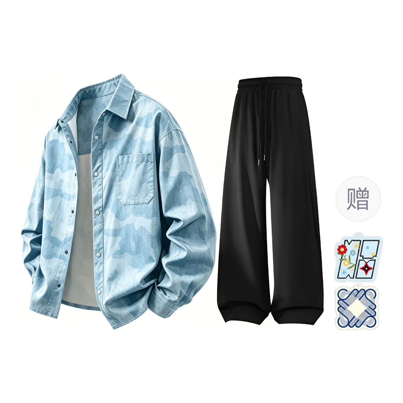 Детский комплект из рубашки и шорт с принтом Khaki 2-Piece Set MIIOW — фото 3