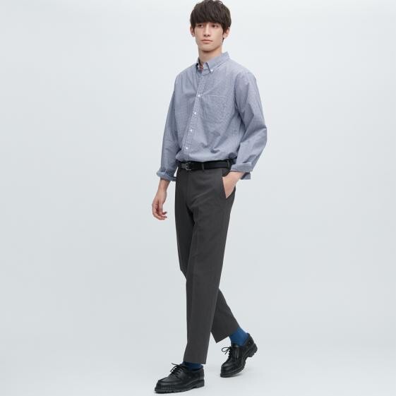 Мужские брюки Uniqlo Airsense Ultra Light Wool-like (короткие), тёмно-серый — фото 2