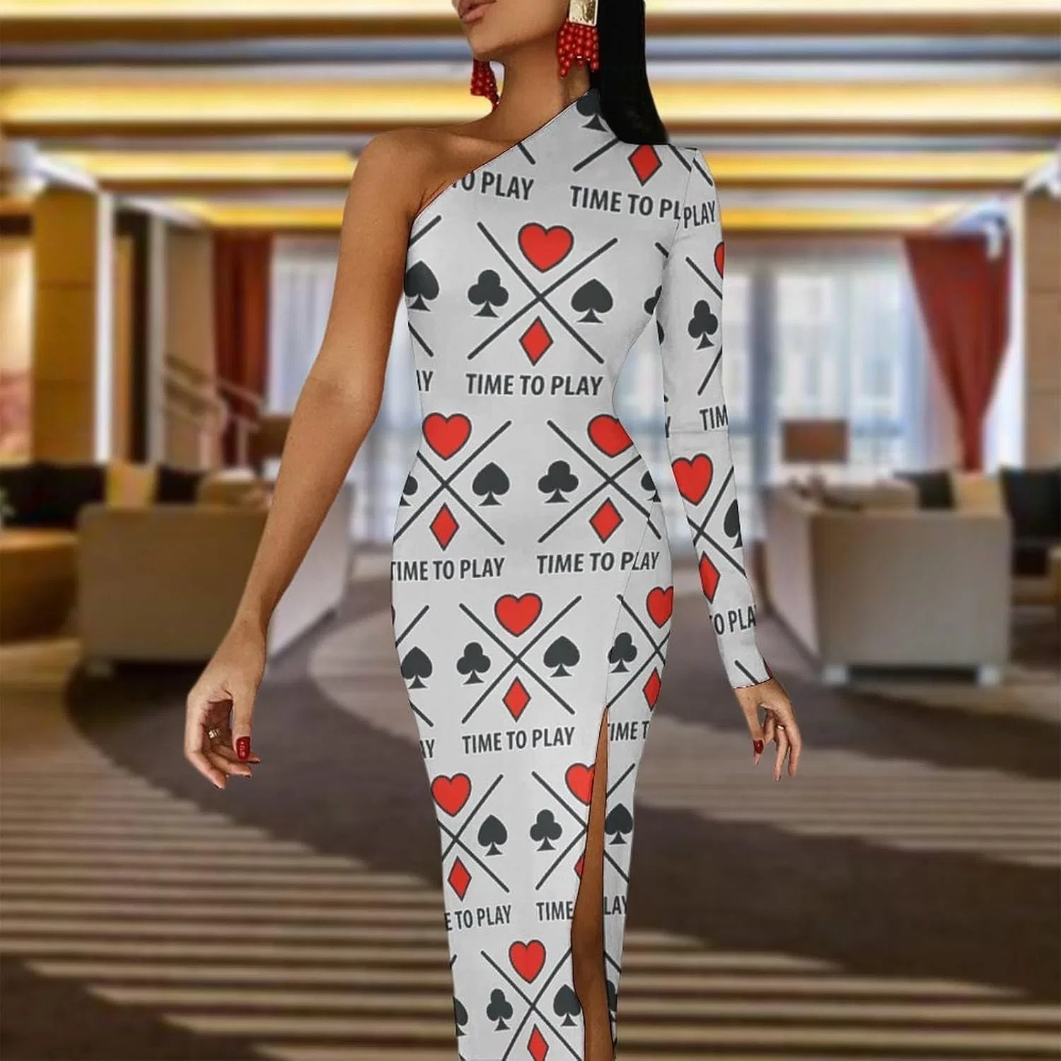 Женское платье с высоким разрезом Playing Poker Card, Style — фото 2