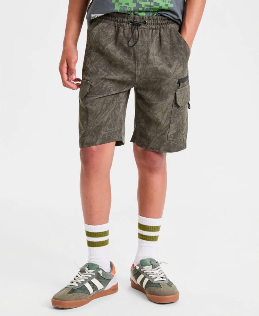 Шорты карго с эластичным поясом на шнурке, Green Camo Epic Threads