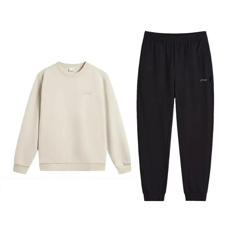Детский спортивный комплект унисекс с круглым вырезом Mica Gray Top+Black Pants Li-Ning