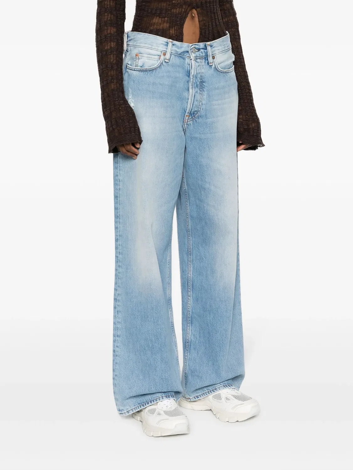 Джинсы с завышенной талией и широкими брюками Acne Studios, синий — фото 3