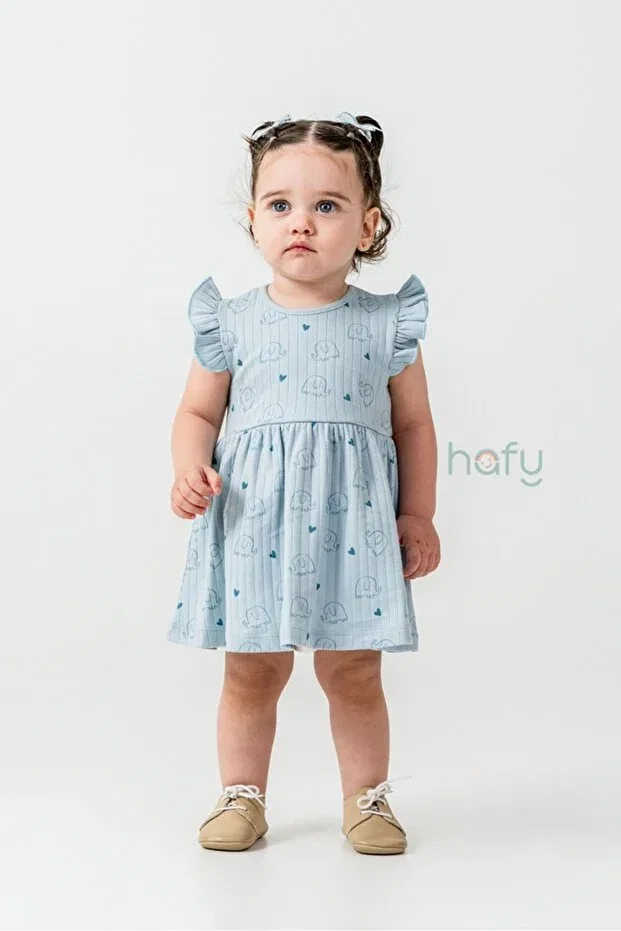 Детское платье для девочек с принтом Ruffled Hafy Baby, Blue