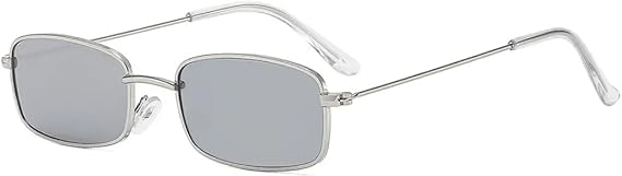 

Солнцезащитные очки для мужчин и женщин - защита UV400 - маленькая оправа, металлические петли, градиентные линзы, для занятий спортом на открытом воздухе и вождения QWBSER, Silver