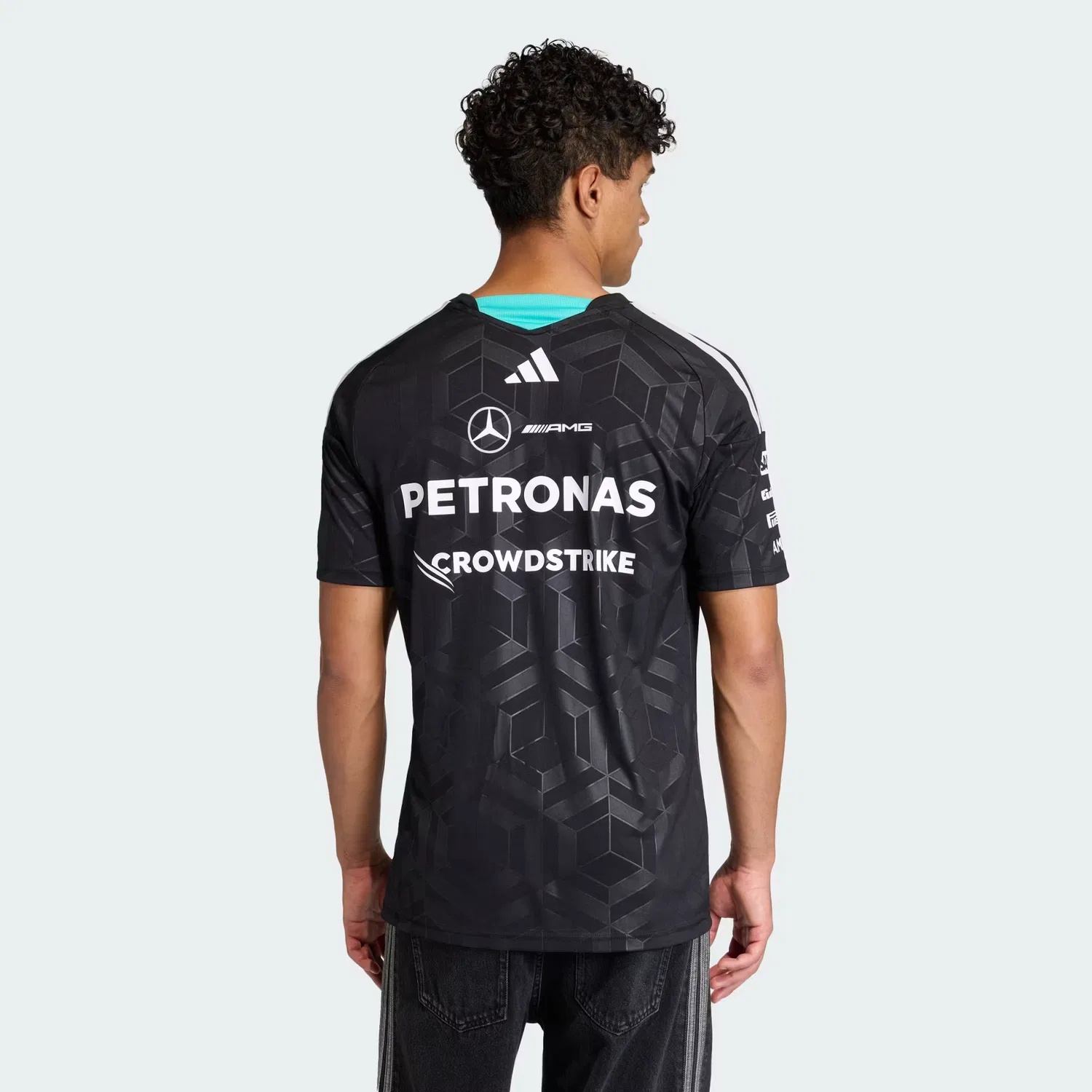 Мужская приталенная футболка-джерси Mercedes - AMG Petronas Formula 1 Team Driver Jersey Adidas Performance, черный — фото 3