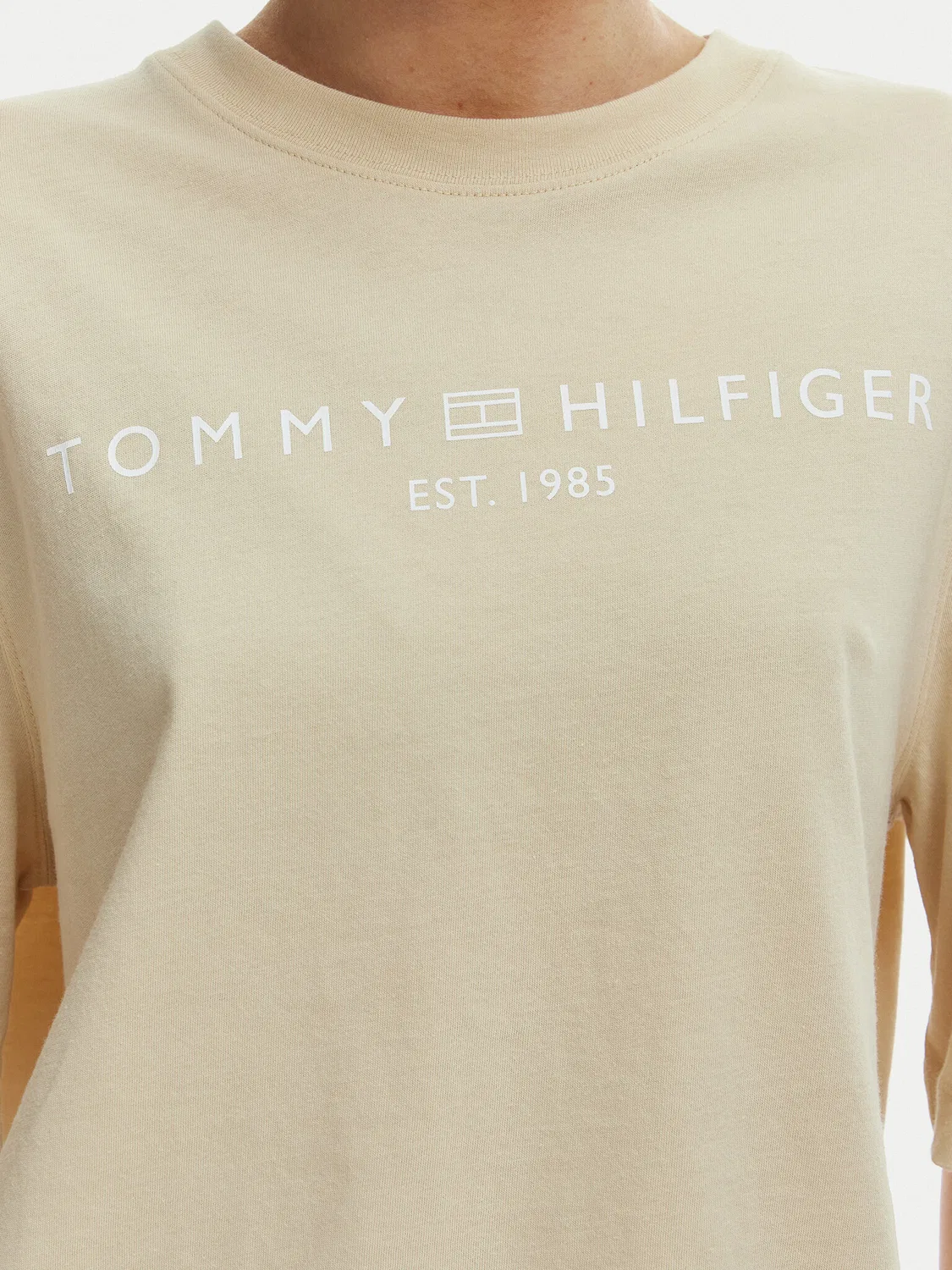 Женская футболка свободного кроя Tommy Hilfiger, бежевый — фото 4