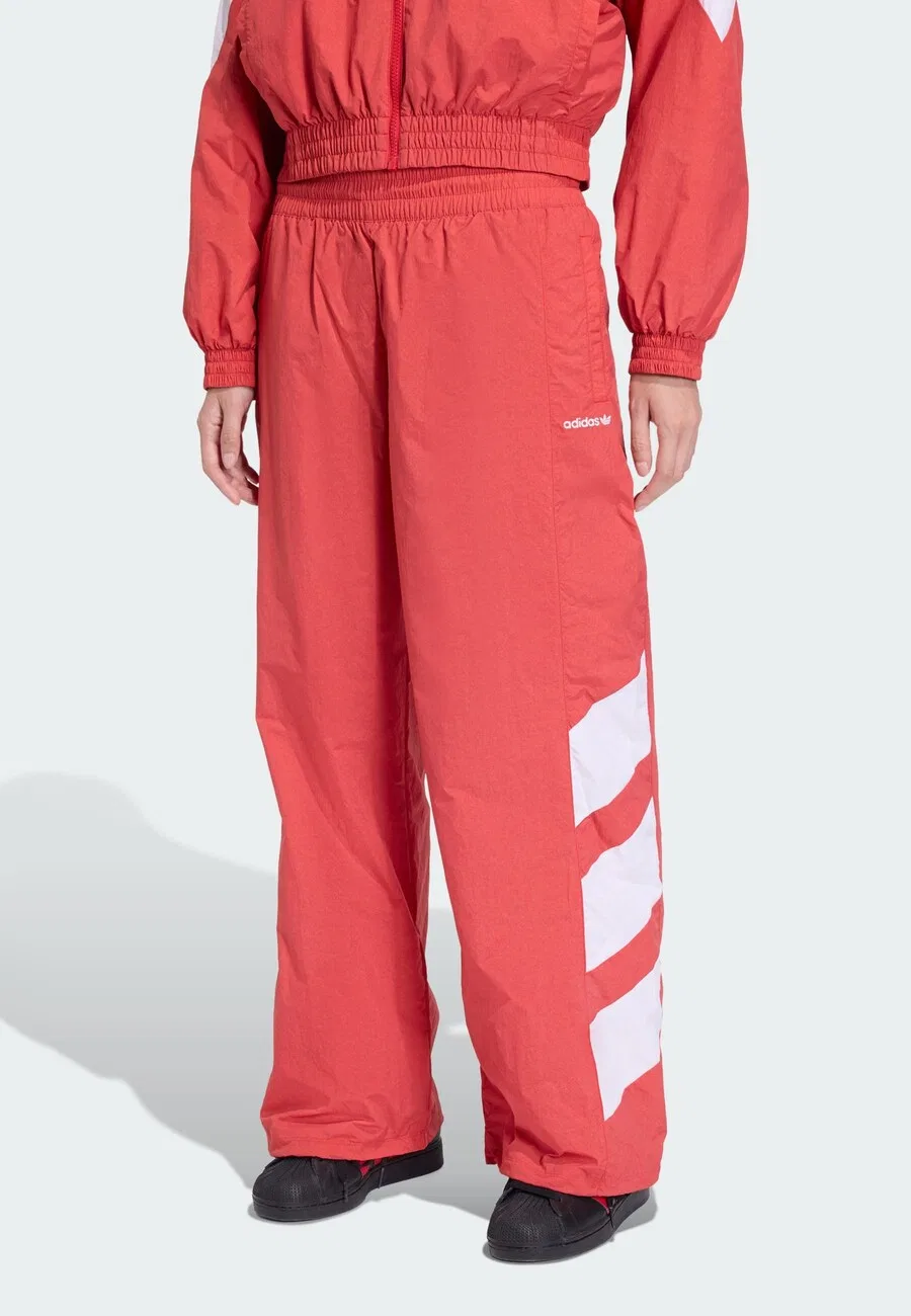 Брюки Adidas Originals Wide leg Pants 'BLOCKED WASHED TRACK' клюквенного цвета — фото 2