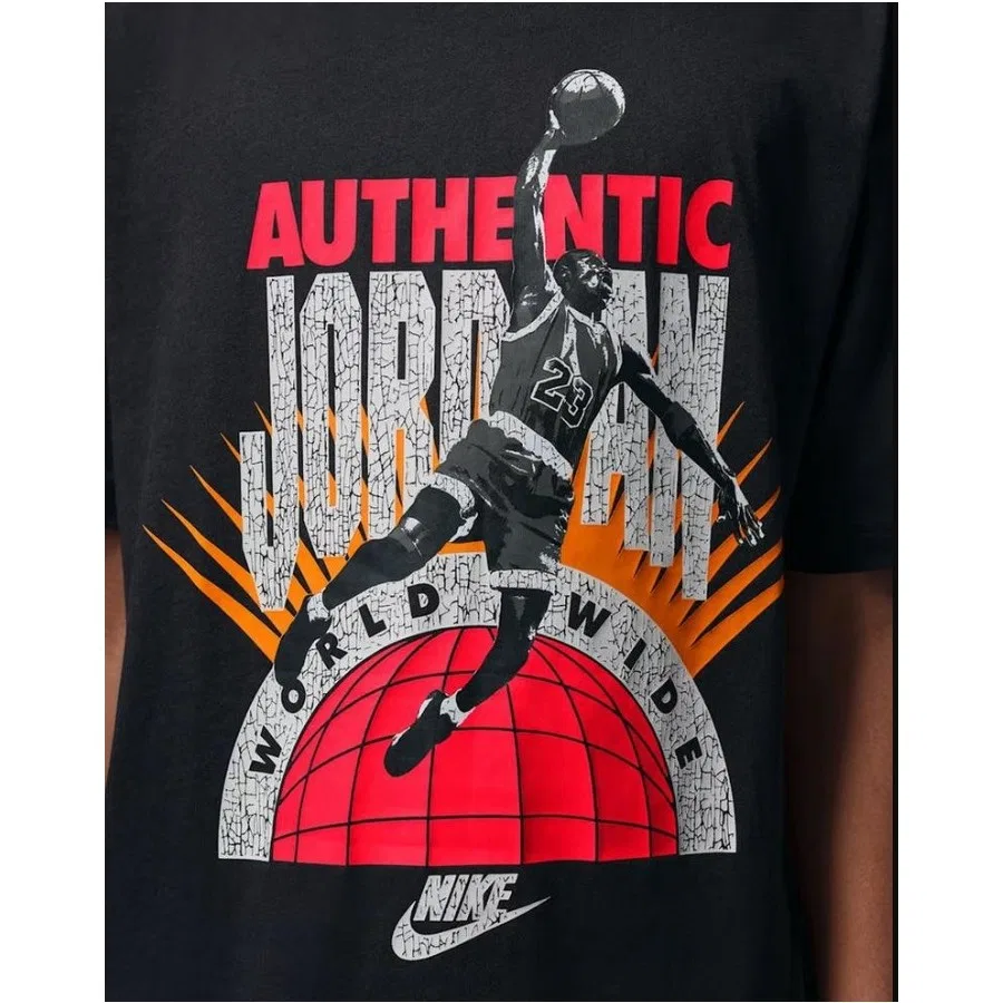 Детская футболка с длинным рукавом Jordan Authentic Nike, Черно-красный — фото 4