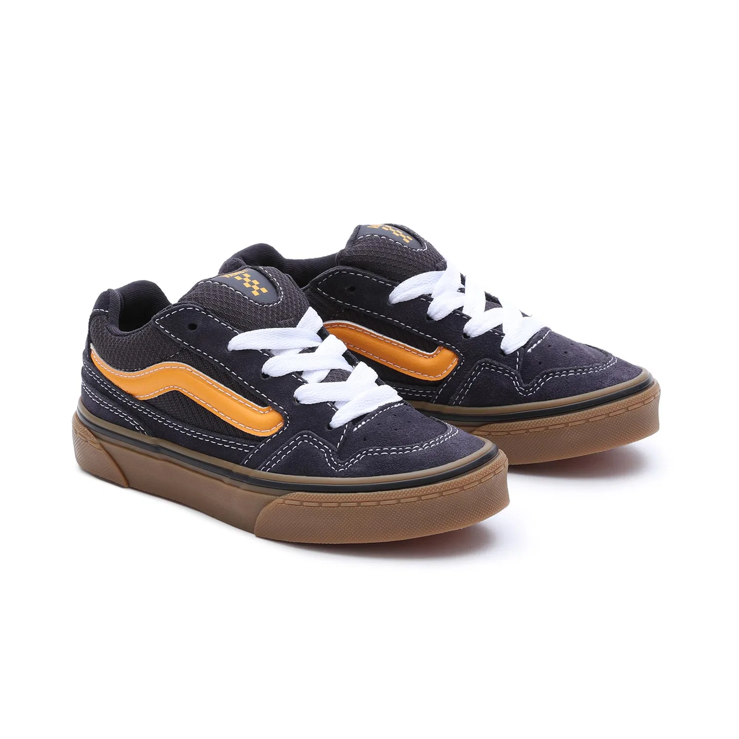 Детские кроссовки для мальчиков с замшевым верхом Caldrone Vans, Suede Gum Charcoal Yellow