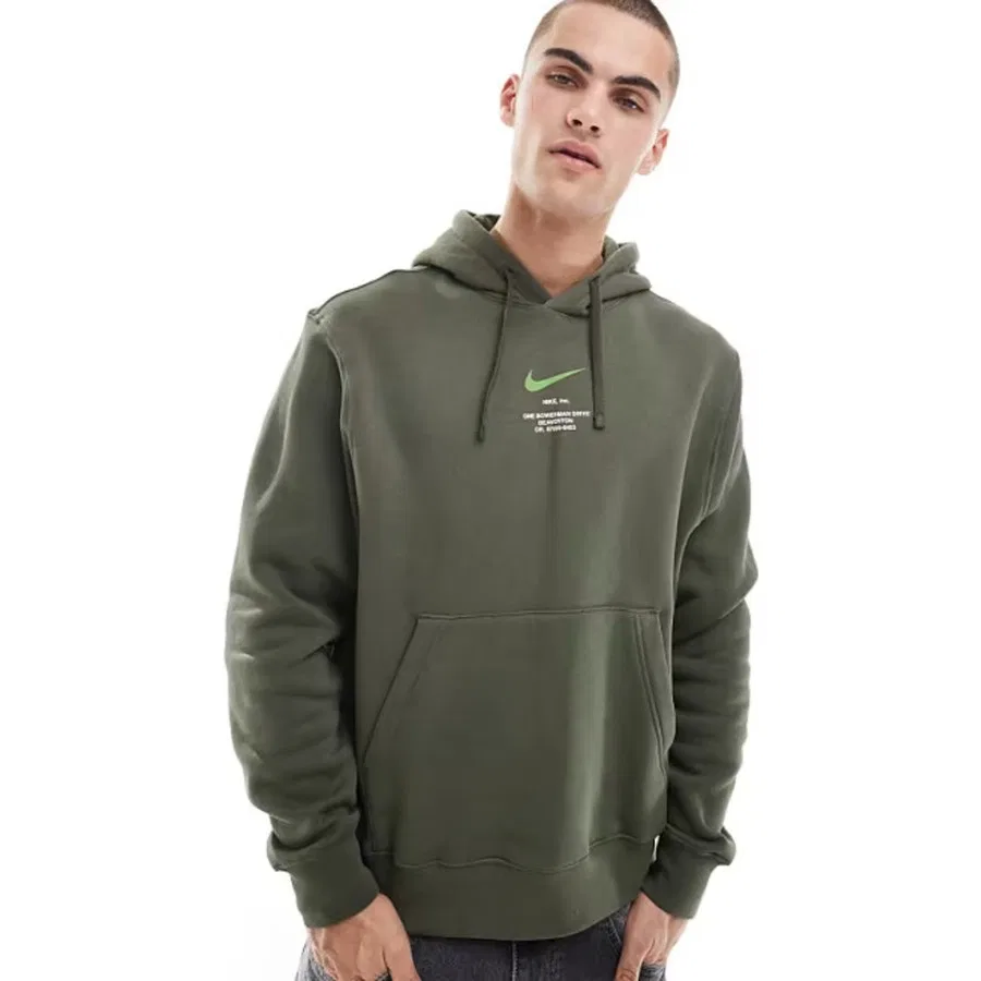 Худи спортивное с графическим принтом Swoosh Clup Swoosh Graphic Hoodie Nike, Темно-зеленый — фото 2