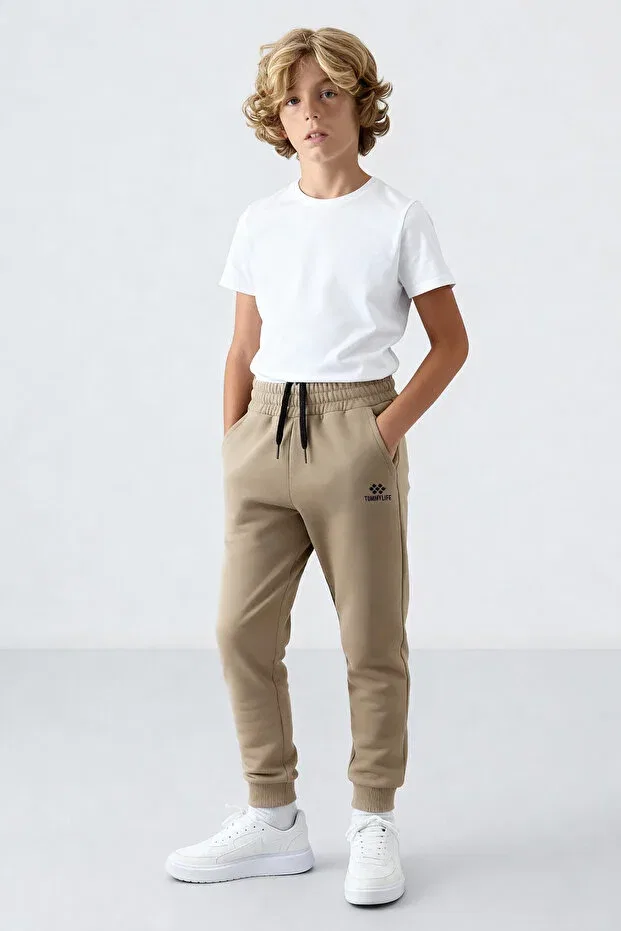 Детские спортивные штаны для девочек с манжетами Tommy Life, Dark Beige