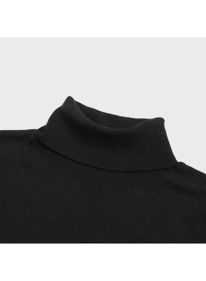 Свитер с высоким воротом вязаный Zara, черный — фото 4