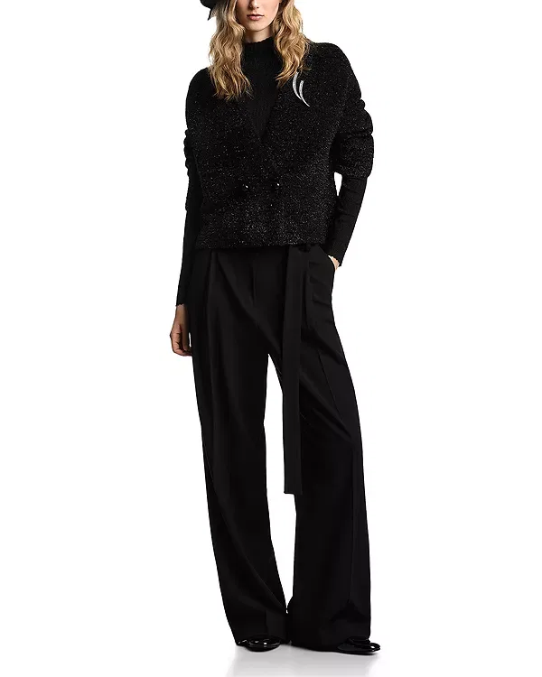 Женский свитер с принтом Shimmer rib Emporio Armani, черный — фото 2