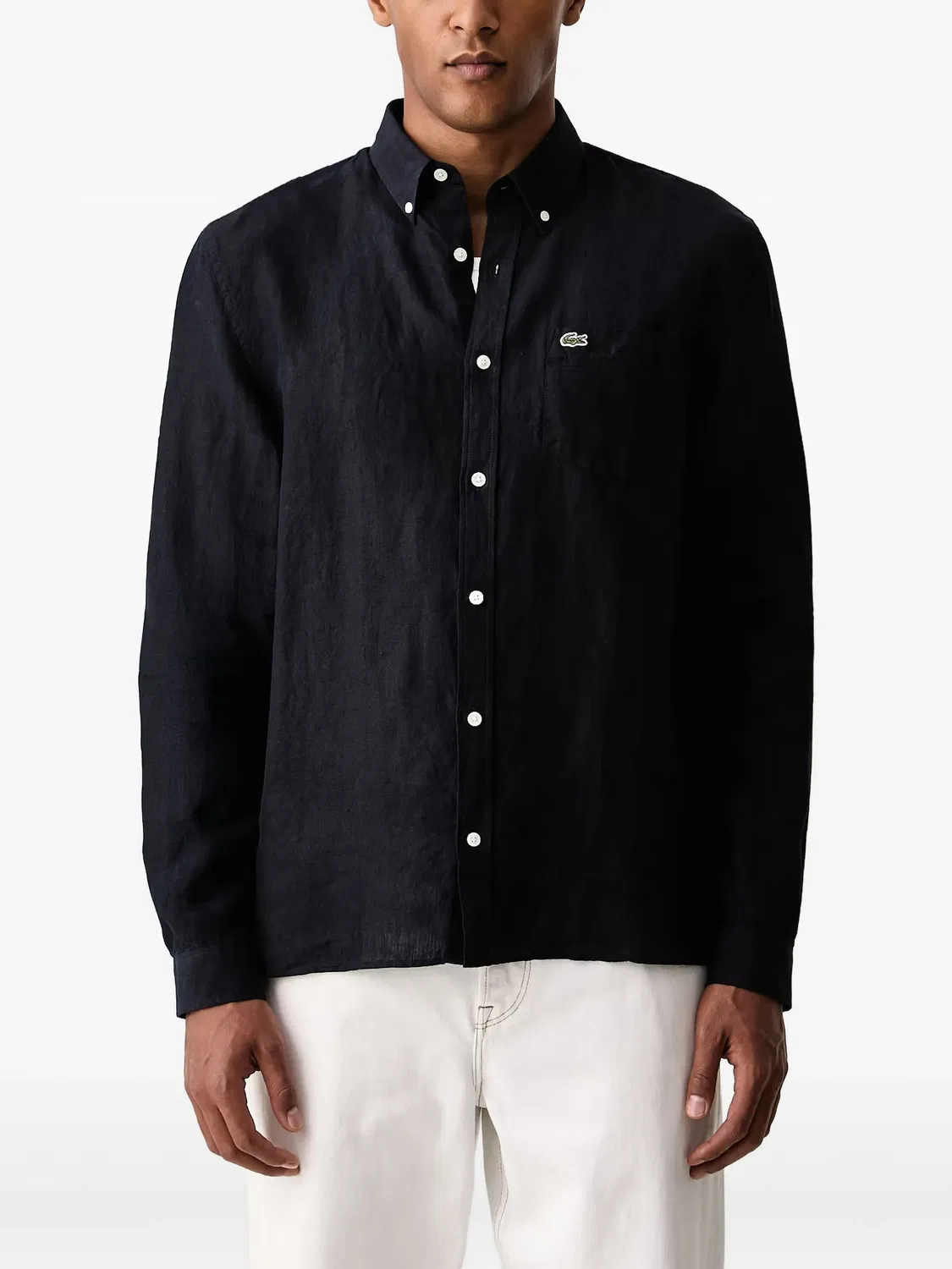 Рубашка льняная синего цвета Lacoste, синий