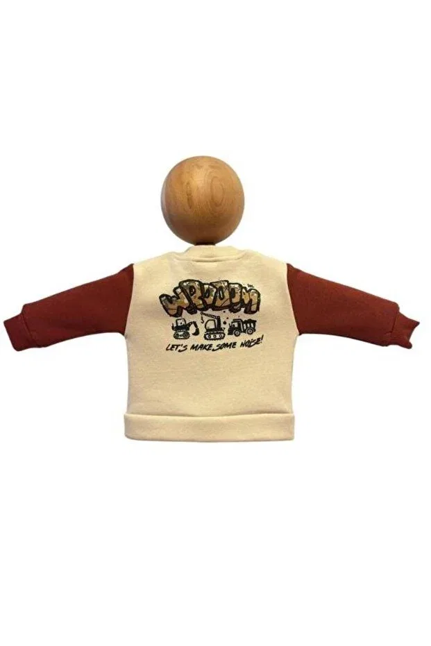 Детская куртка для мальчиков с принтом 3 Yarn Back Printed Raised College Zekids, Beige — фото 4