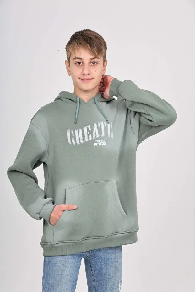 Детские свитшот для мальчиков с принтом Pistole Printed Toontoy, Dark Green