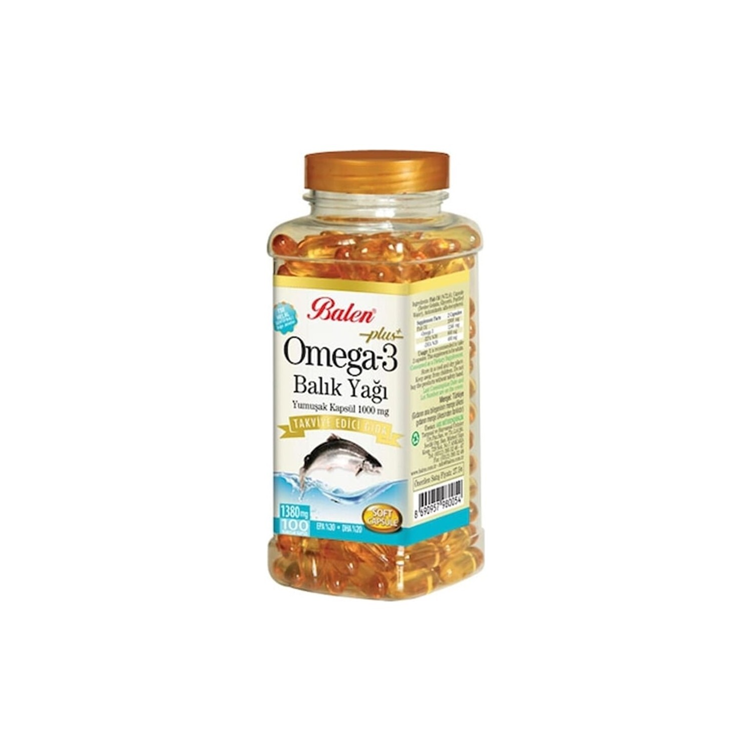 

Рыбий жир Balen Omega 3, 100 капсул, 1380 мг
