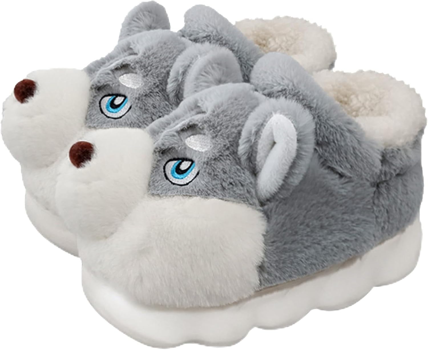 

Милые мягкие плюшевые теплые тапочки на Хэллоуин для женщин и мужчин, пушистые уютные домашние тапочки с закрытой пяткой, хлопковые тапочки с животными, забавные меховые тапочки для спальни Angelgift, серый
