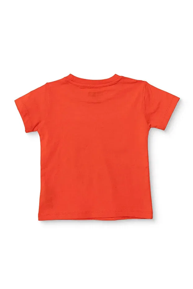 Детская футболка для мальчиков с принтом Hellobaby male baby t-shirt vehicles printed crew neck short sleeve Ebebek Hello Baby, Coral — фото 2