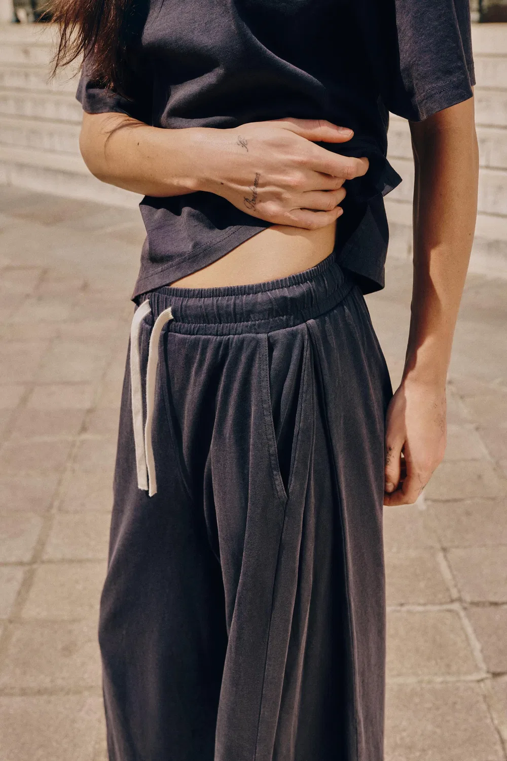 Хлопковая футболка приталенного кроя ZARA, Blue — фото 3