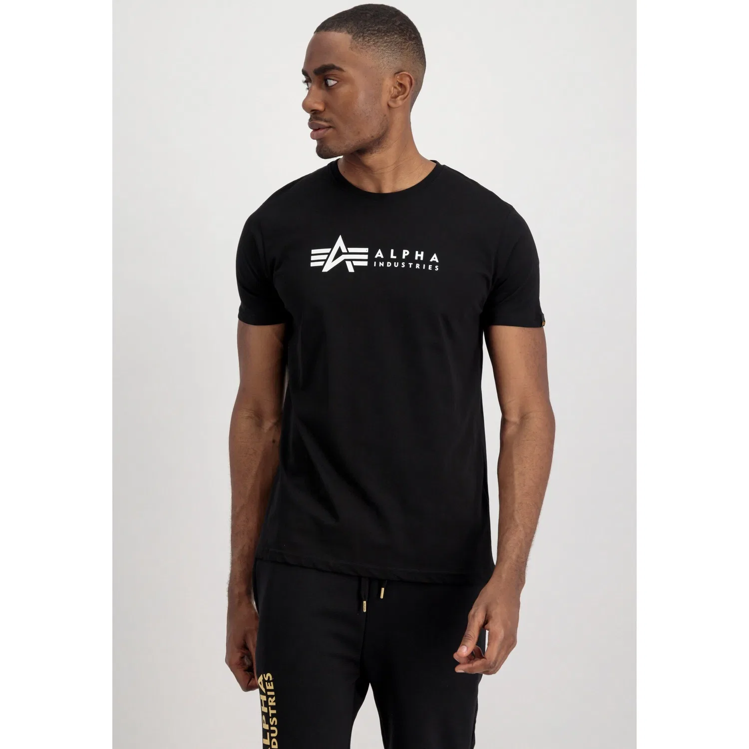 Детская хлопковая футболка с круглым вырезом Alpha Industries, Black — фото 3