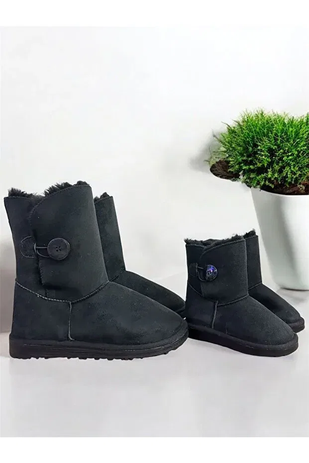 Детские сапоги для девочек с мехом Furry Long Boots Set Woltybaby, Black — фото 3