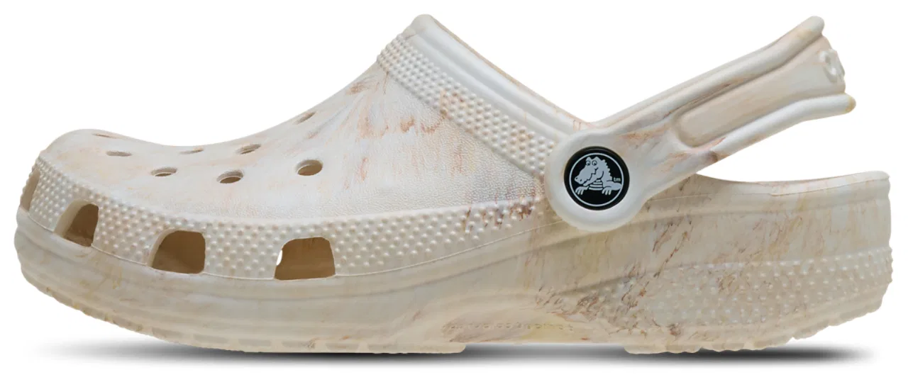 Детские клоги для мальчиков с эффектом мраморного акварельного принта Crocs Watercolor Marbled, Bone Swirl/Multi — фото 2