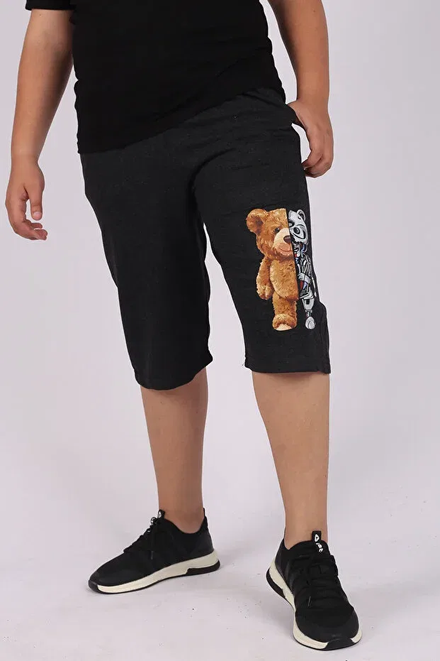Детские шорты для мальчиков с принтом 3-предметный комплект Cosba Kids Wear, Smoked-Grey-Black — фото 2