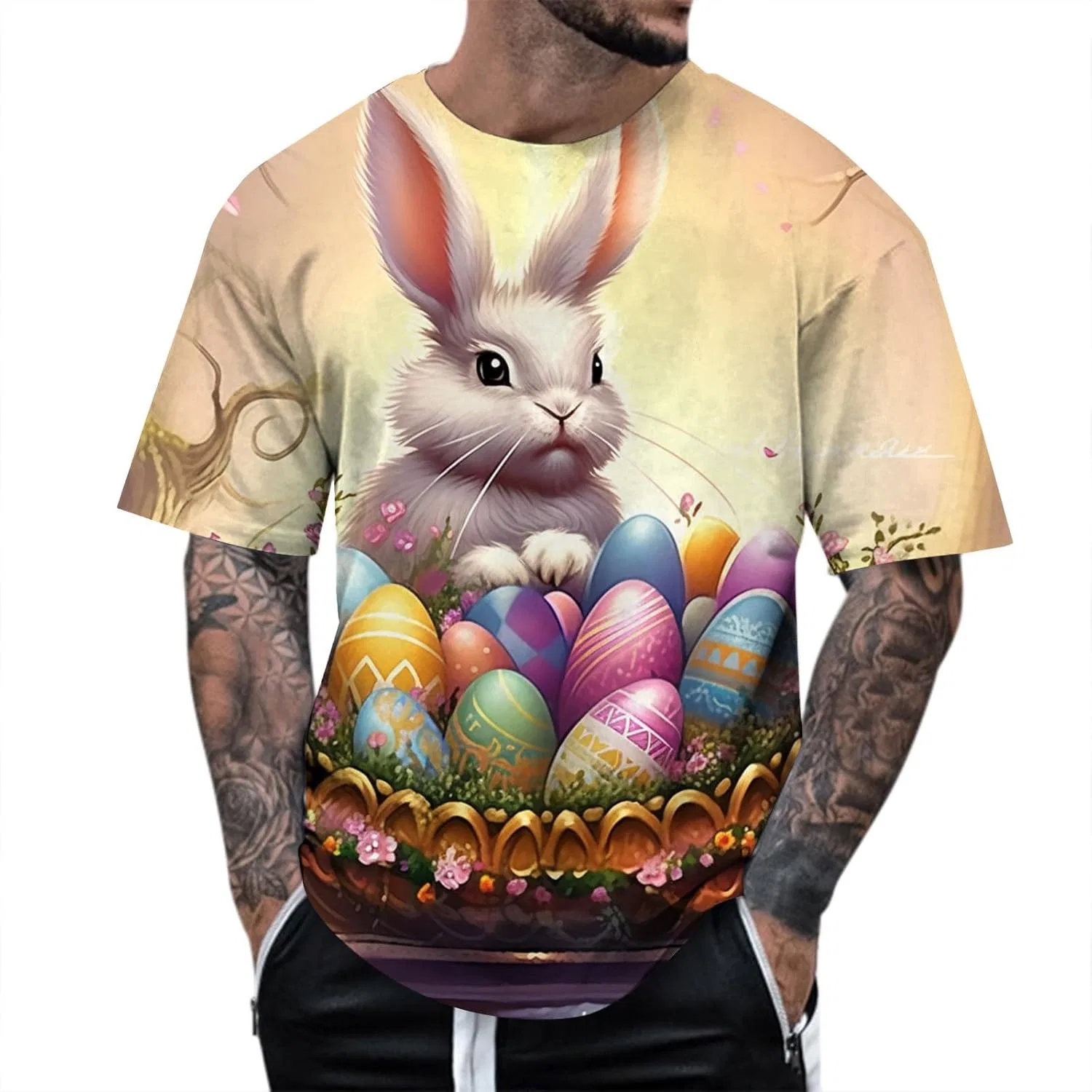 Мужская футболка с принтом Easter, Men's Easter Shirt, Dark Blue