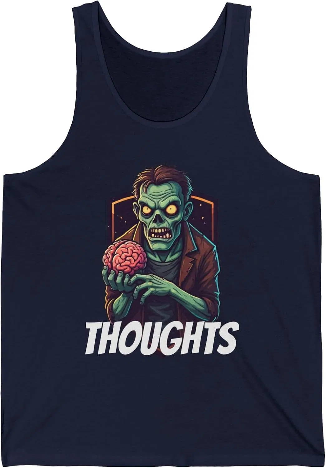 Унисекс майка с принтом Zombie Thoughts, Navy