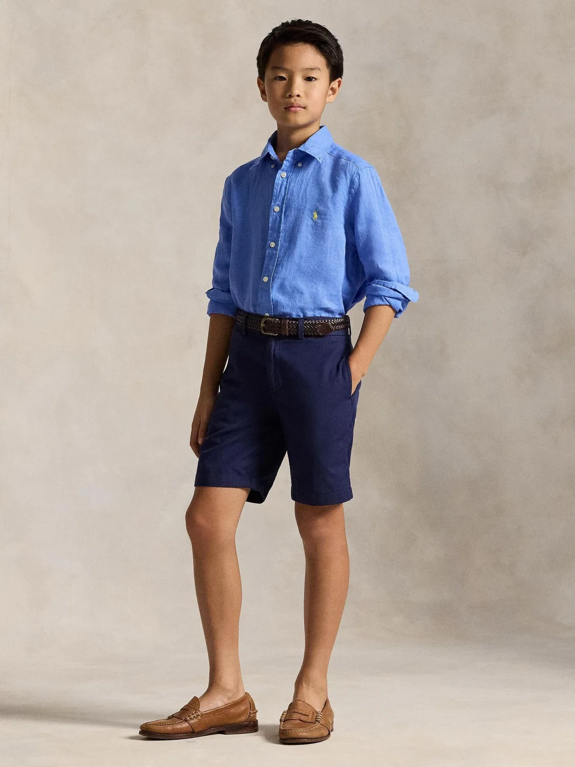 Рубашка из льна с вышивкой Polo Ralph Lauren, Pale Blue — фото 2