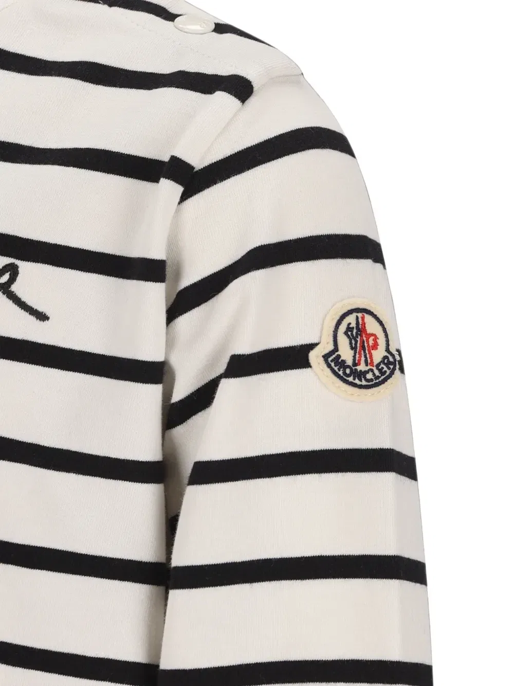 Полосатая футболка с длинными рукавами Moncler Enfant, белый — фото 3