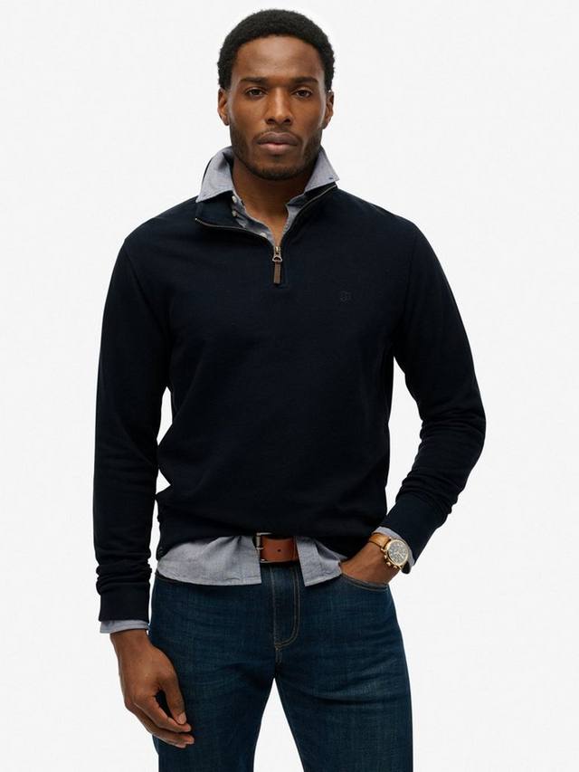 

Классический базовый джемпер хенли Superdry, Super Dark Navy