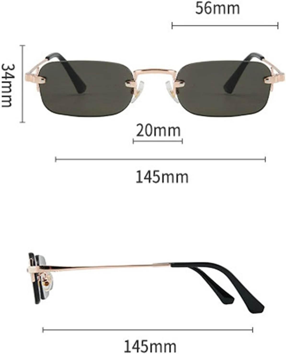 

Винтажные солнцезащитные очки Willochra без оправы, неправильной квадратной формы, модные металлические прямоугольные солнцезащитные очки для женщин и мужчин, C5