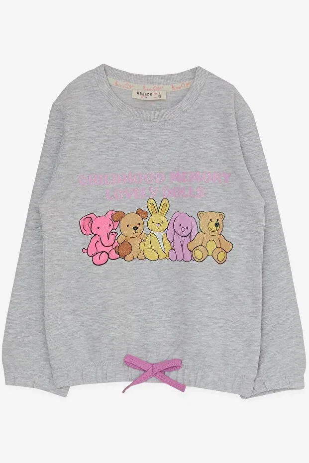 Детский спортивный костюм для девочек с принтом Breeze, Light Gray Melange — фото 3
