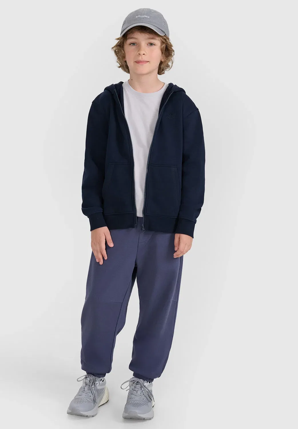 Bluza dresowa rozpinana z kapturem chłopięca - szara 122 (6-7 лат) - толстовка на молнии 4F, Navy