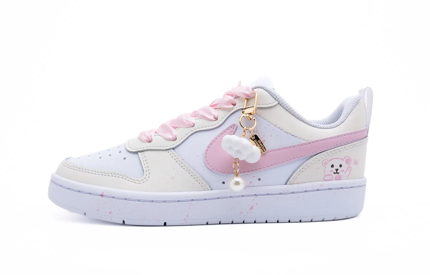 Детские кастомные кеды для скейтбординга с рисунком медвежонка, Nike, Pink Yellow