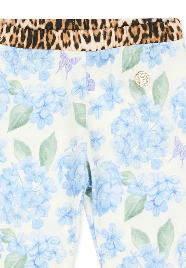 Леггинсы с цветочным принтом Leggings Roberto Cavalli Junior, Light Blue, светло-голубой — фото 3