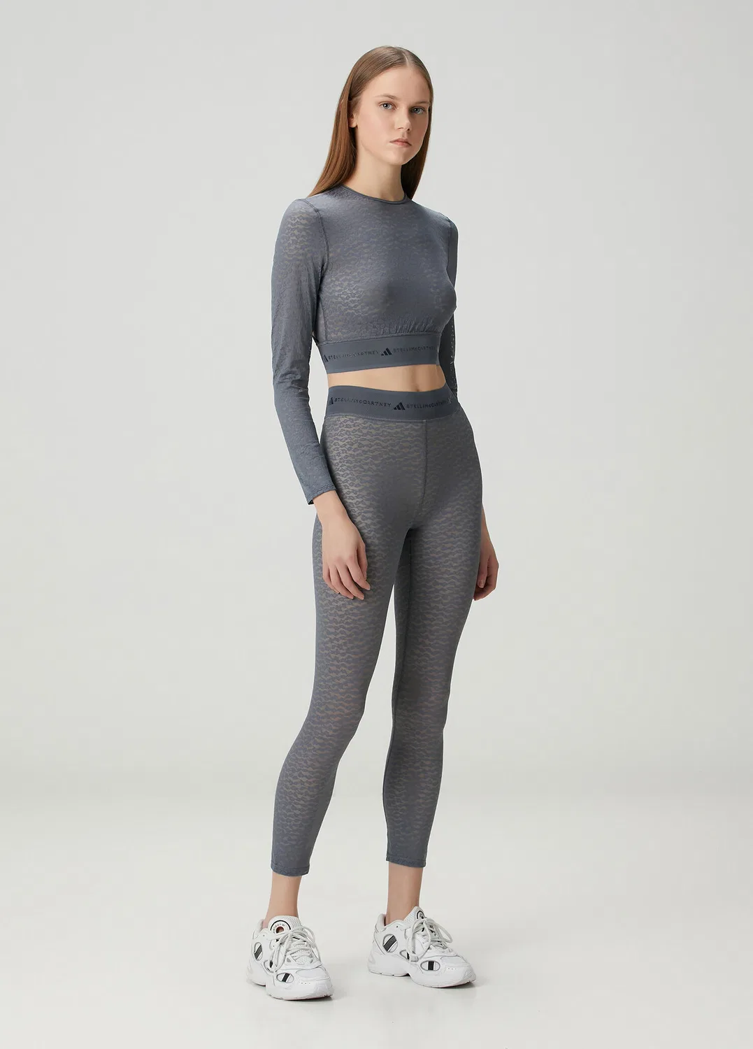 Леггинсы 7/8 с кружевом Adidas, темно-серый