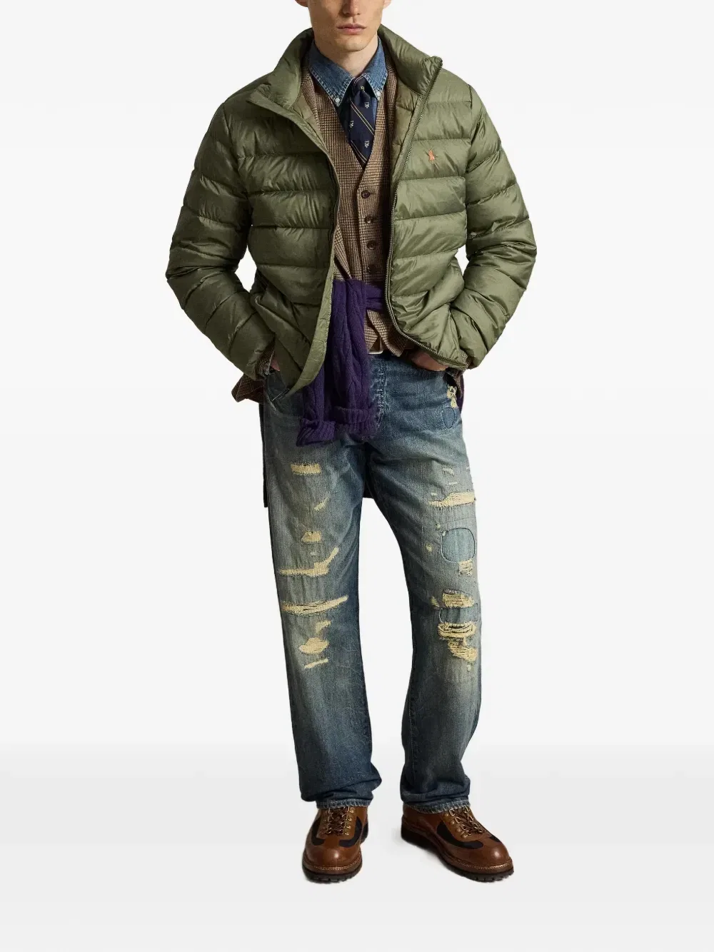 Стеганая куртка с высоким воротником POLO RALPH LAUREN, зеленый — фото 2