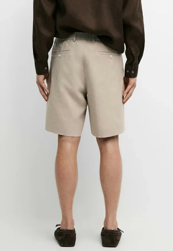 Шорты льняные Shorts Massimo Dutti, бежевый — фото 3