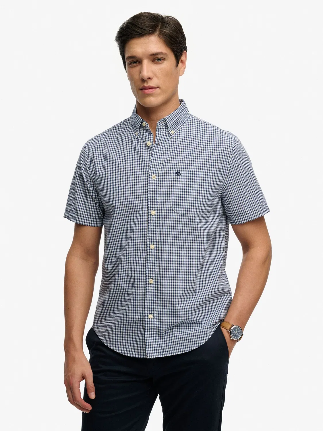 Рубашка с коротким рукавом Superdry Preppy Poplin, синяя — фото 2