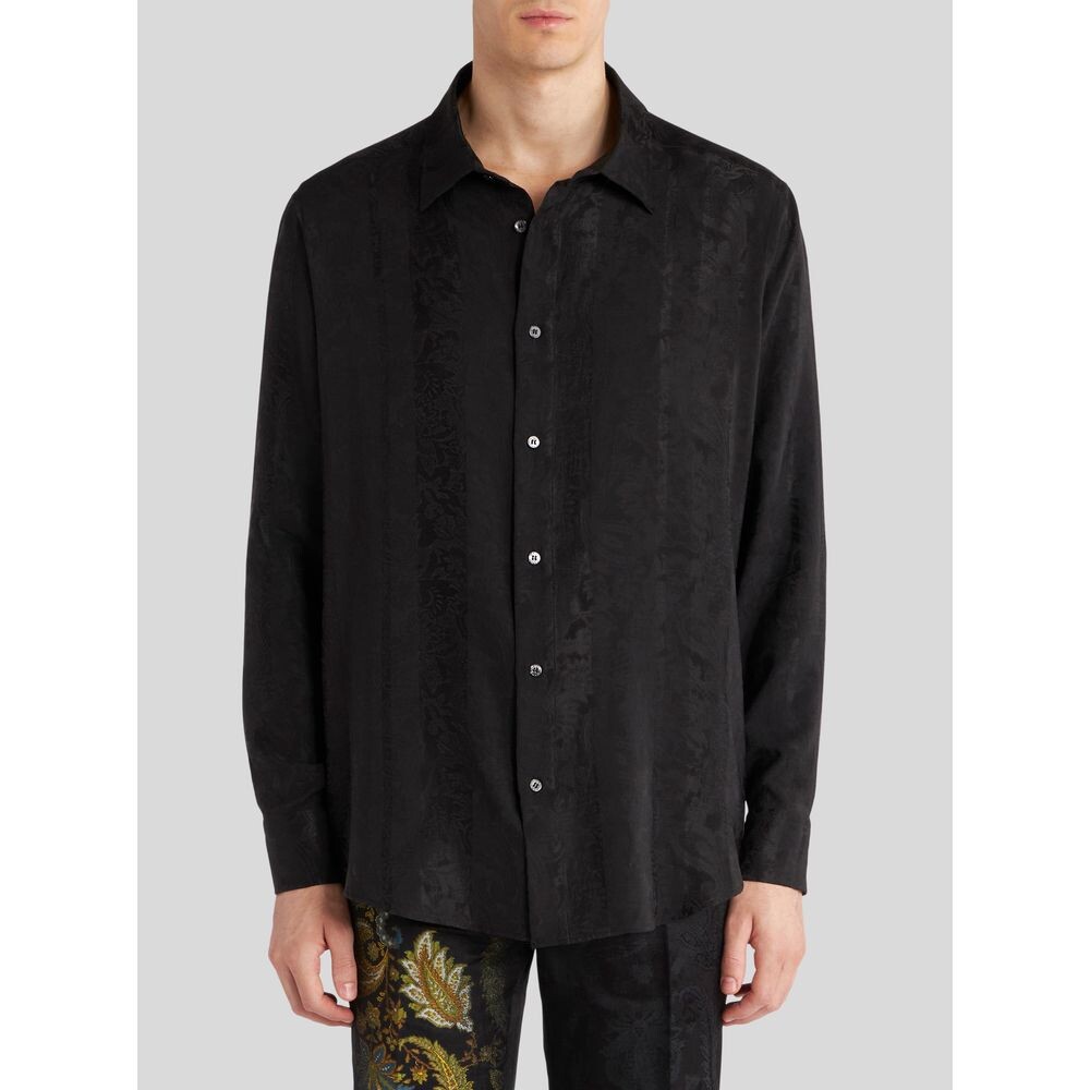 

Шелковая жаккардовая рубашка Etro, черный